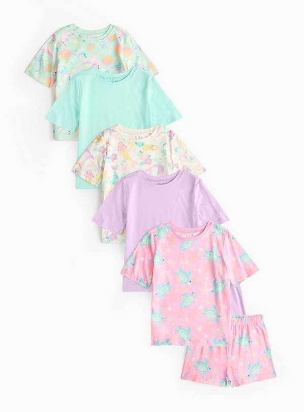 Mermaid Print Pyjamas 5 Pack 1-2 years